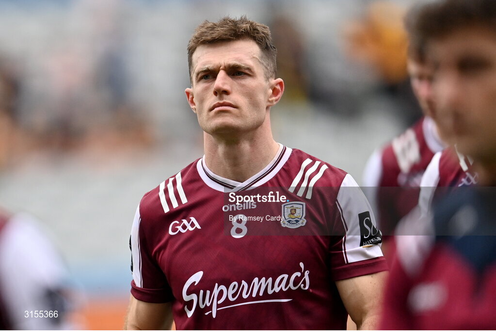 8 June 2025; Seán Linnane of Galway after his side's defeat in the Leinster GAA Senior Hurling Championship final match between Kilkenny and Galway at Croke Park in Dublin. Photo by Ramsey Cardy/Sportsfile
