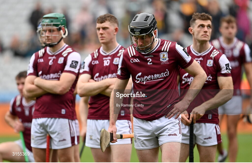 8 June 2025; Padraic Mannion of Galway after his side's defeat in the Leinster GAA Senior Hurling Championship final match between Kilkenny and Galway at Croke Park in Dublin. Photo by Ramsey Cardy/Sportsfile