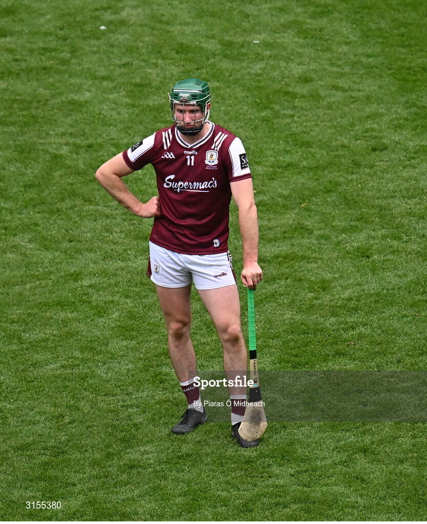 8 June 2025; Cathal Mannion of Galway after his side's defeat in the Leinster GAA Senior Hurling Championship final match between Kilkenny and Galway at Croke Park in Dublin. Photo by Piaras Ó Mídheach/Sportsfile