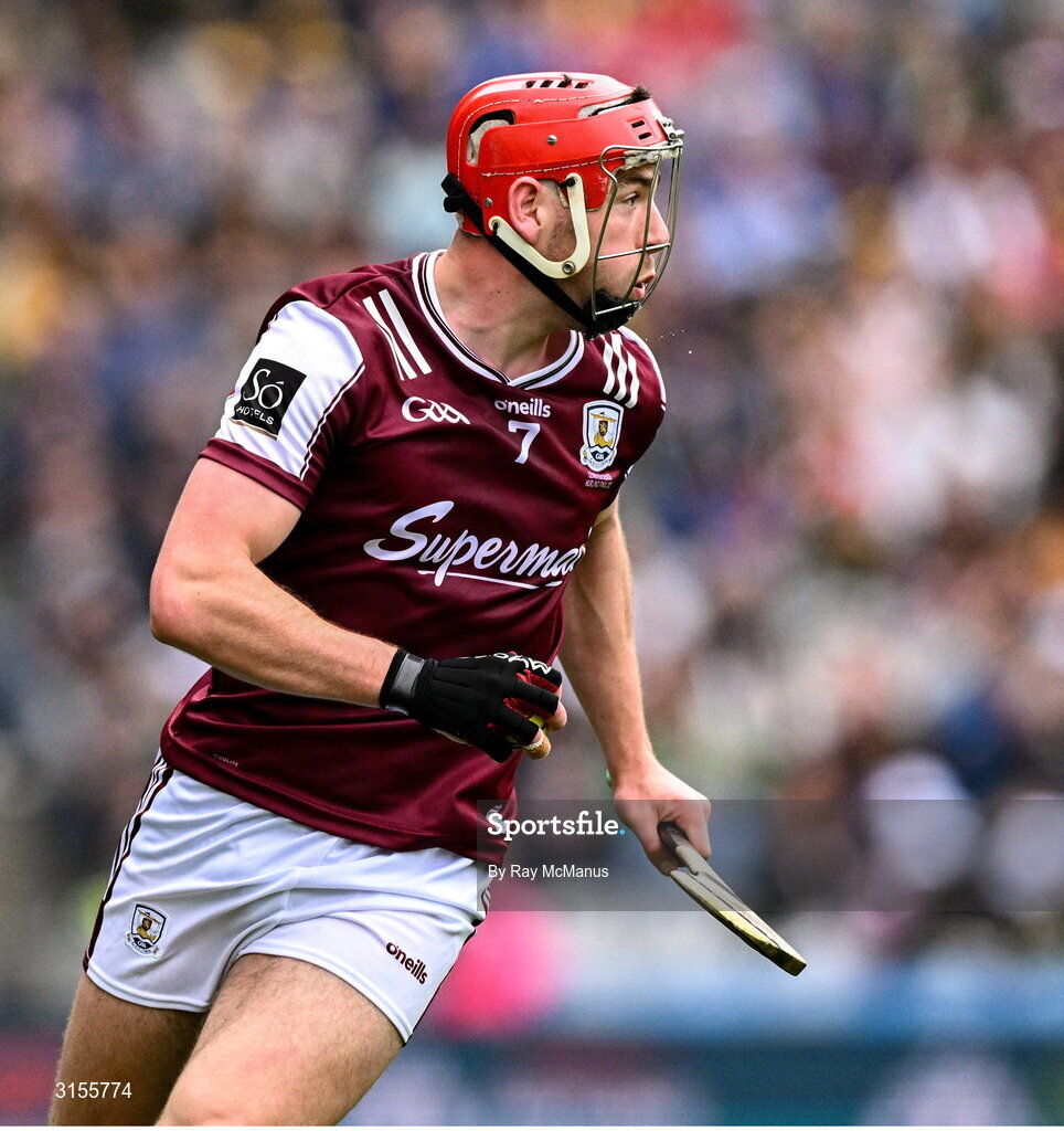 8 June 2025; T.J. Brennan of Galway during the Leinster GAA Senior Hurling Championship final match between Kilkenny and Galway at Croke Park in Dublin. Photo by Ray McManus/Sportsfile