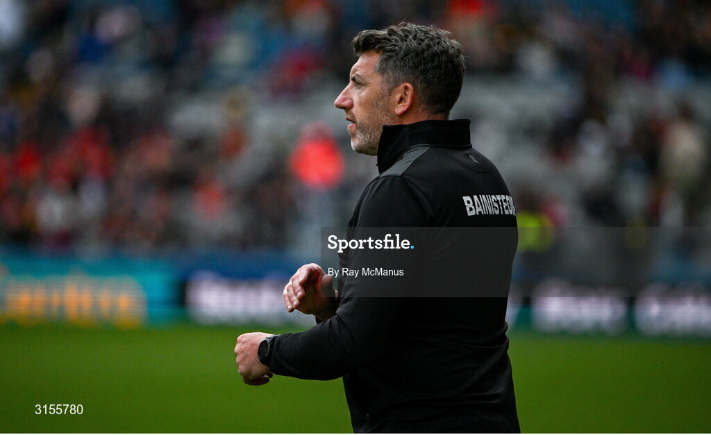 8 June 2025; Kilkenny manager Derek Lyng near the end of the Leinster GAA Senior Hurling Championship final match between Kilkenny and Galway at Croke Park in Dublin. Photo by Ray McManus/Sportsfile