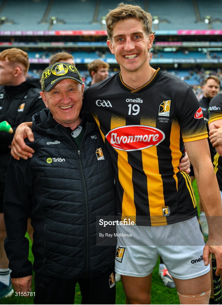 8 June 2025; Shane Murphy of Kilkenny with kit man Rackard Cody after the Leinster GAA Senior Hurling Championship final match between Kilkenny and Galway at Croke Park in Dublin. Photo by Ray McManus/Sportsfile