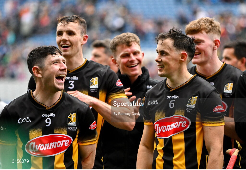 8 June 2025; Jordan Molloy, 9, and Richie Reid of Kilkenny during the Leinster GAA Senior Hurling Championship final match between Kilkenny and Galway at Croke Park in Dublin. Photo by Ramsey Cardy/Sportsfile
