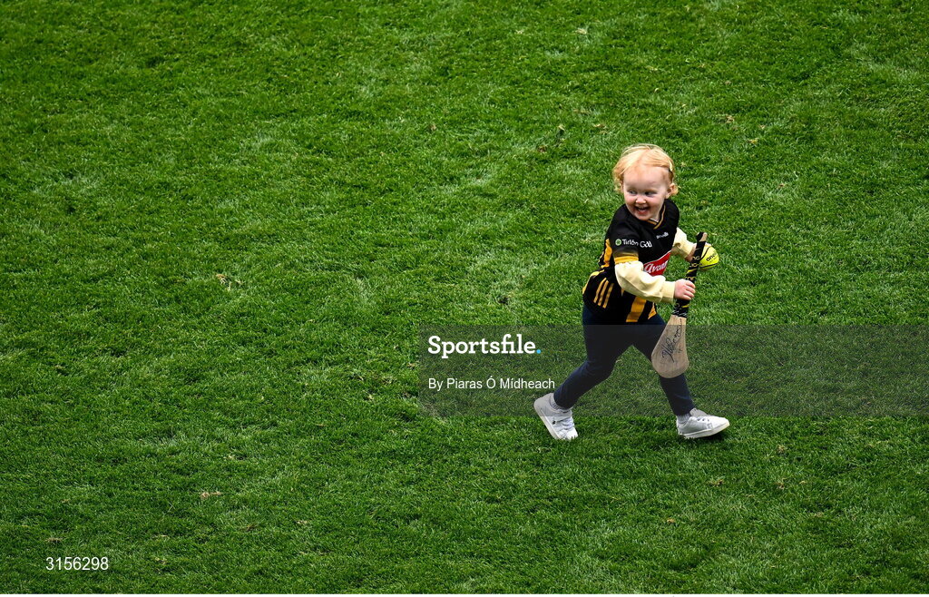 8 June 2025; Kilkenny hurler TJ Reid's daughter Harper Mary plays on the pitch after the Leinster GAA Senior Hurling Championship final match between Kilkenny and Galway at Croke Park in Dublin. Photo by Piaras Ó Mídheach/Sportsfile