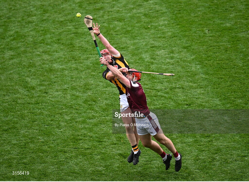 8 June 2025; Adrian Mullen of Kilkenny in action against TJ Brennan of Galway during the Leinster GAA Senior Hurling Championship final match between Kilkenny and Galway at Croke Park in Dublin. Photo by Piaras Ó Mídheach/Sportsfile