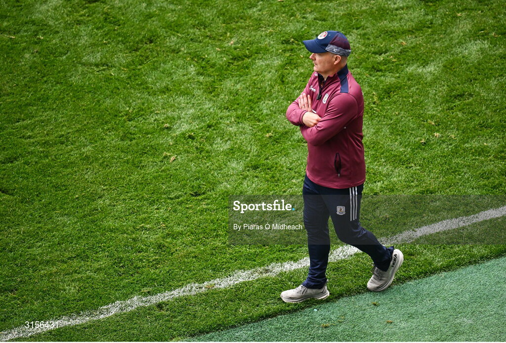 8 June 2025; Galway manager Micheál Donoghue during the Leinster GAA Senior Hurling Championship final match between Kilkenny and Galway at Croke Park in Dublin. Photo by Piaras Ó Mídheach/Sportsfile