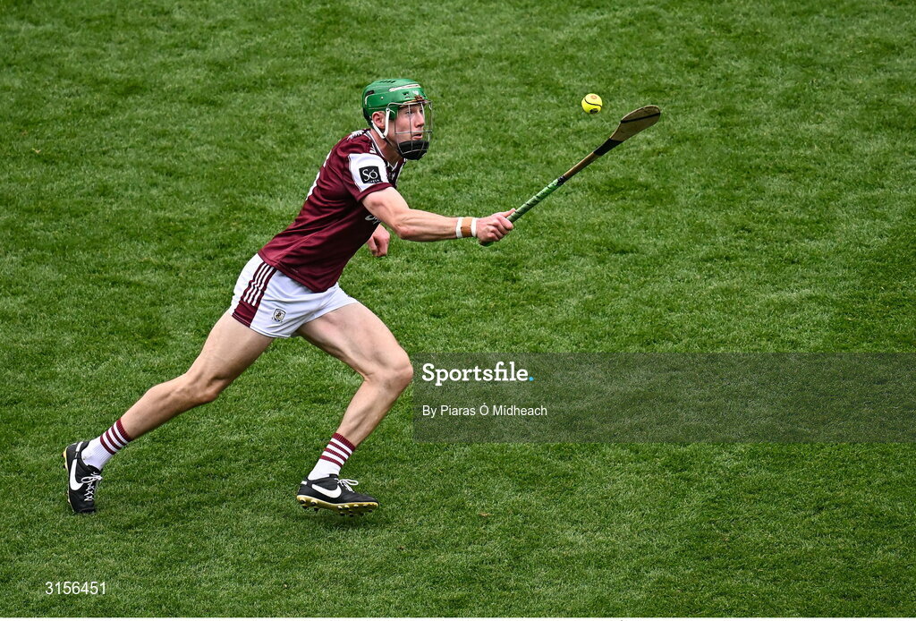8 June 2025; Cianan Fahy of Galway during the Leinster GAA Senior Hurling Championship final match between Kilkenny and Galway at Croke Park in Dublin. Photo by Piaras Ó Mídheach/Sportsfile