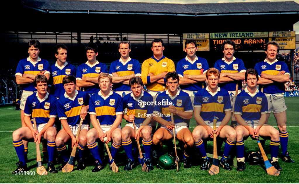 4 September 1988; Tipperary team, back, from left, John Kennedy, John Heffernan, Joe Hayes, Noel Sheehy, Ken Hogan, Conor O'Donovan, Donie O'Connell and Bobby Ryan, with, front, from left, Nicky English, Pat Fox, Aidan Ryan, John Leahy, Colm Bonnar, Declan Ryan and Paul Delaney before the All-Ireland Senior Hurling Championship Final match between Galway and Tipperary at Croke Park in Dublin. Photo by Ray McManus/Sportsfile