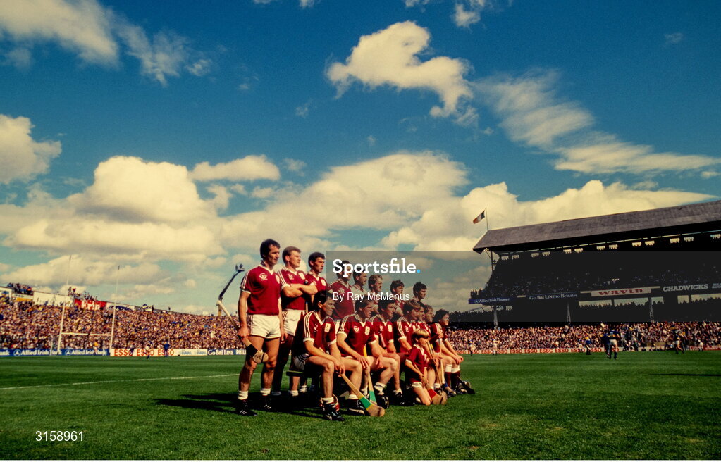 4 September 1988; The Galway team sit for a team photo before the All-Ireland Senior Hurling Championship Final match between Galway and Tipperary at Croke Park in Dublin. Photo by Ray McManus/Sportsfile
