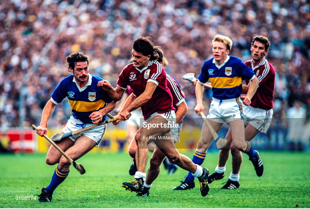 4 September 1988; Donie O'Connell of Tipperary in action against Gerry McInerney of Galway during the All-Ireland Senior Hurling Championship Final match between Galway and Tipperary at Croke Park in Dublin. Photo by Ray McManus/Sportsfile