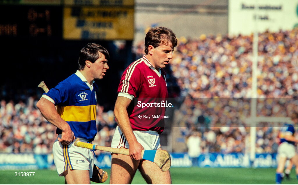 4 September 1988; Pat Fox of Tipperary, left, and Ollie Kilkenny of Galway during the All-Ireland Senior Hurling Championship Final match between Galway and Tipperary at Croke Park in Dublin. Photo by Ray McManus/Sportsfile
