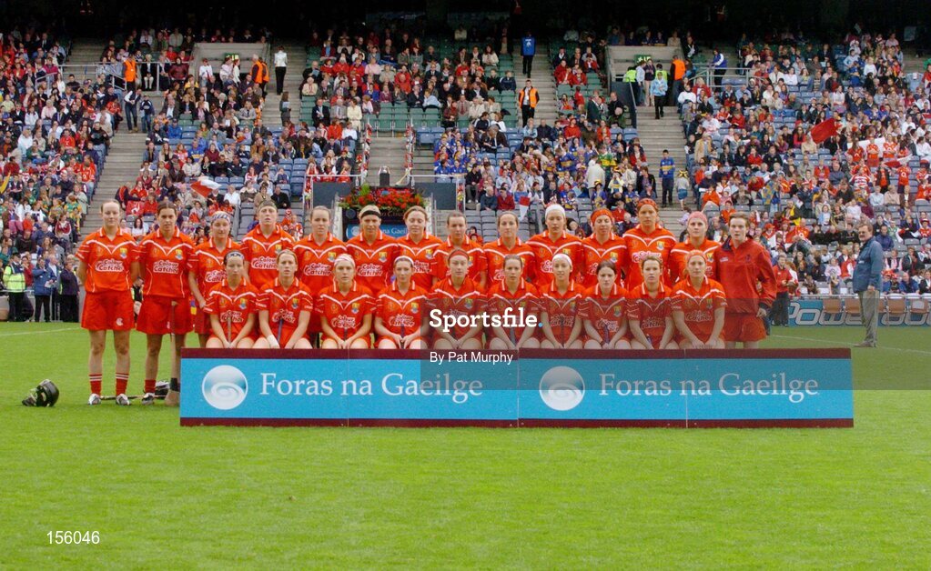19 September 2004; The Cork panel. Foras na Gaeilge Senior Camogie Championship All-Ireland Final, Tipperary v Cork, Croke Park, Dublin. Picture credit; Pat Murphy / SPORTSFILE