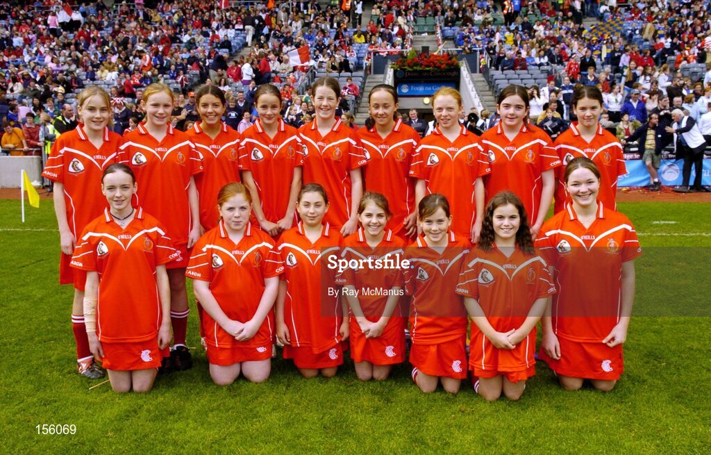 19 September 2004; The Cork team that stood for a guard of honour. Foras na Gaeilge Senior Camogie Championship All-Ireland Final, Tipperary v Cork, Croke Park, Dublin. Picture credit; Ray McManus / SPORTSFILE