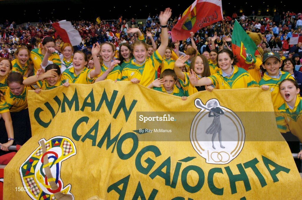 19 September 2004; Young camogie fans pictured before the game. Foras na Gaeilge Senior Camogie Championship All-Ireland Final, Tipperary v Cork, Croke Park, Dublin. Picture credit; Ray McManus / SPORTSFILE