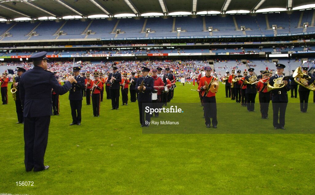 19 September 2004; The Garda and Tallaght Youth bands perform before the game. Foras na Gaeilge Senior Camogie Championship All-Ireland Final, Tipperary v Cork, Croke Park, Dublin. Picture credit; Ray McManus / SPORTSFILE