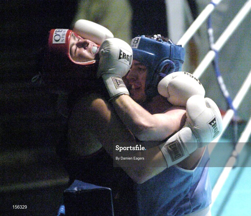 25 September 2004; Jonathan Magee, right, in action against Quentin Magee. Charity boxing match, Jonathan Magee v Quentin Hann, National Stadium, Dublin. Picture credit; Damien Eagers / SPORTSFILE