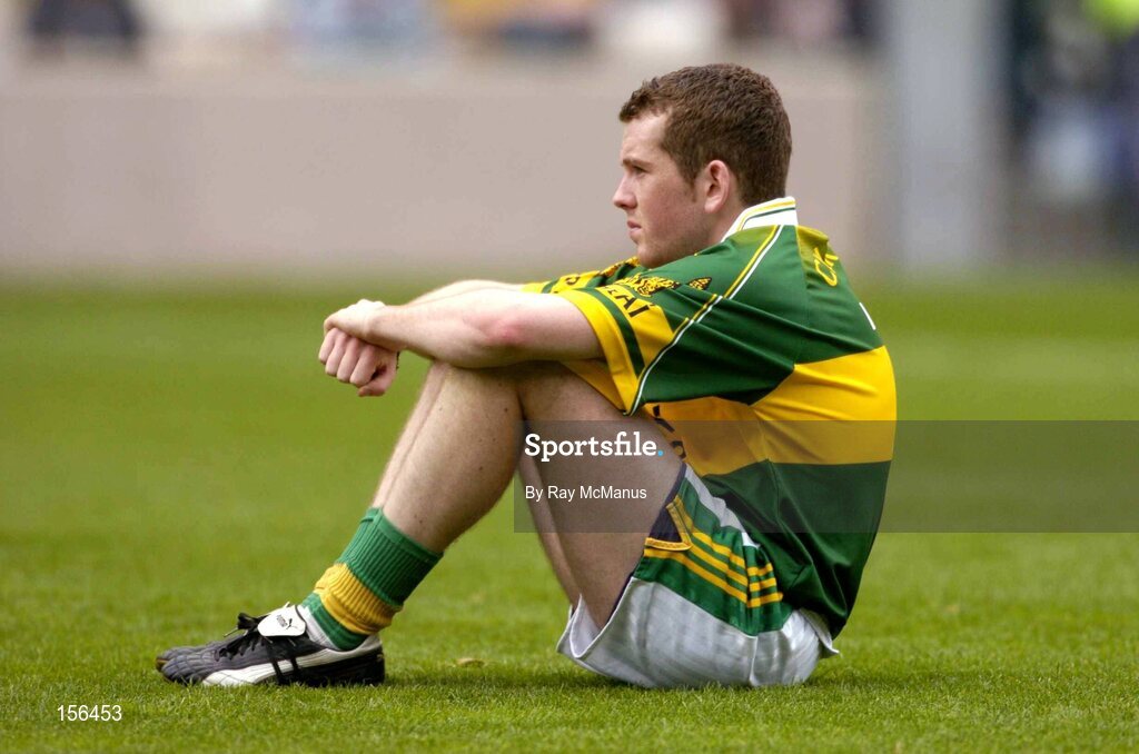 26 September 2004; Luke Quinn, Kerry, at the end of the game.  All-Ireland Minor Football Championship Final, Kerry v Tyrone, Croke Park, Dublin. Picture credit; Ray McManus / SPORTSFILE *** Local Caption *** Any photograph taken by SPORTSFILE during, or in connection with, the 2004 All-Ireland Minor Football Final which displays GAA logos or contains an image or part of an image of any GAA intellectual property, or, which contains images of a GAA player/players in their playing uniforms, may only be used for editorial and non-advertising purposes.  Use of photographs for advertising, as posters or for purchase separately is strictly prohibited unless prior written approval has been obtained from the Gaelic Athletic Association.