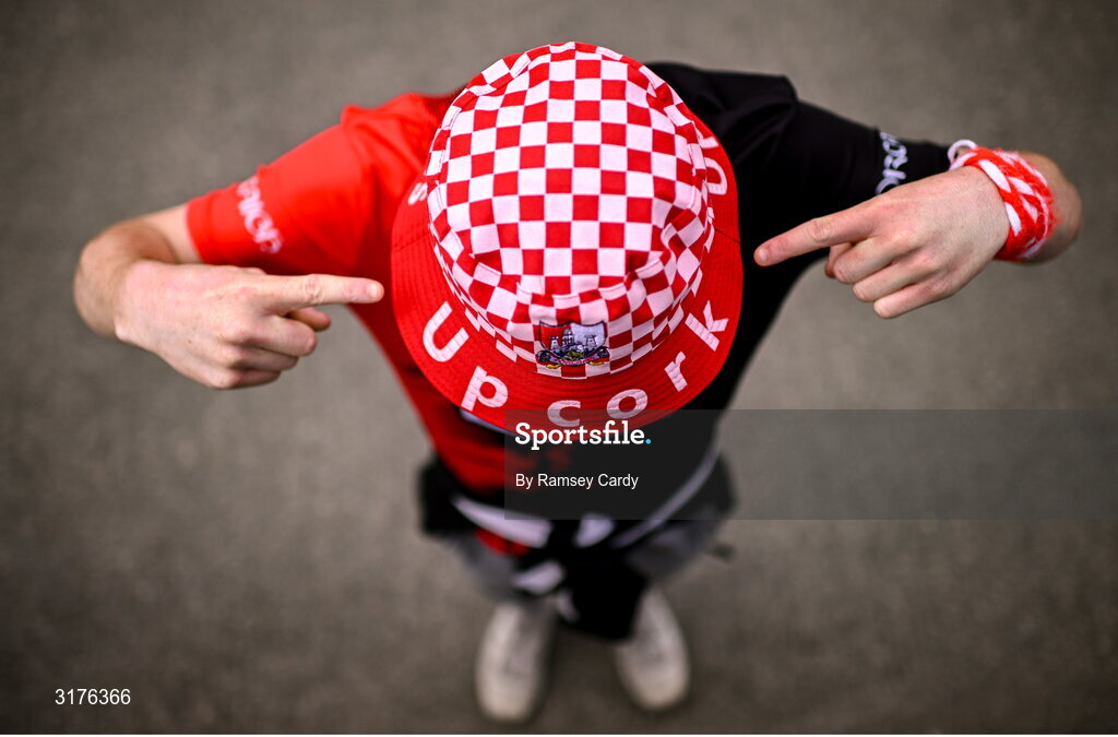 5 July 2025; Cork supporter Eoin O'Neill before the GAA Hurling All-Ireland Senior Championship semi-final match between Cork and Dublin at Croke Park in Dublin. Photo by Ramsey Cardy/Sportsfile