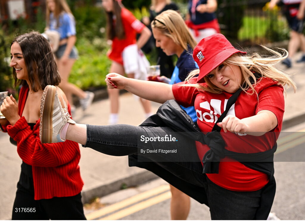 5 July 2025; A Cork supporter before the GAA Hurling All-Ireland Senior Championship semi-final match between Cork and Dublin at Croke Park in Dublin. Photo by David Fitzgerald/Sportsfile