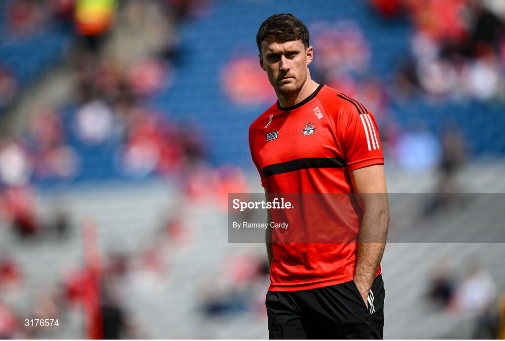 5 July 2025; Tim O'Mahony of Cork before the GAA Hurling All-Ireland Senior Championship semi-final match between Cork and Dublin at Croke Park in Dublin. Photo by Ramsey Cardy/Sportsfile