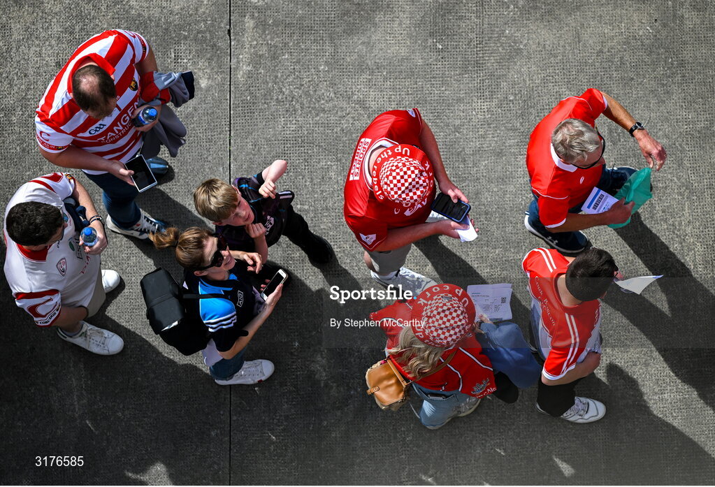5 July 2025; Supporters arrive for the GAA Hurling All-Ireland Senior Championship semi-final match between Cork and Dublin at Croke Park in Dublin. Photo by Stephen McCarthy/Sportsfile