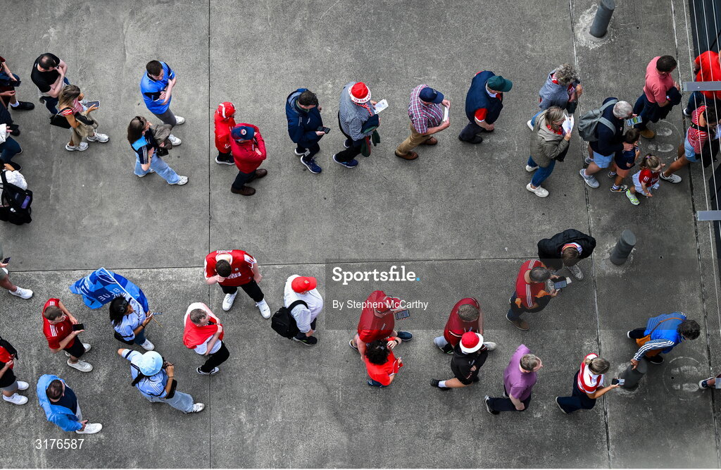 5 July 2025; Supporters arrive for the GAA Hurling All-Ireland Senior Championship semi-final match between Cork and Dublin at Croke Park in Dublin. Photo by Stephen McCarthy/Sportsfile