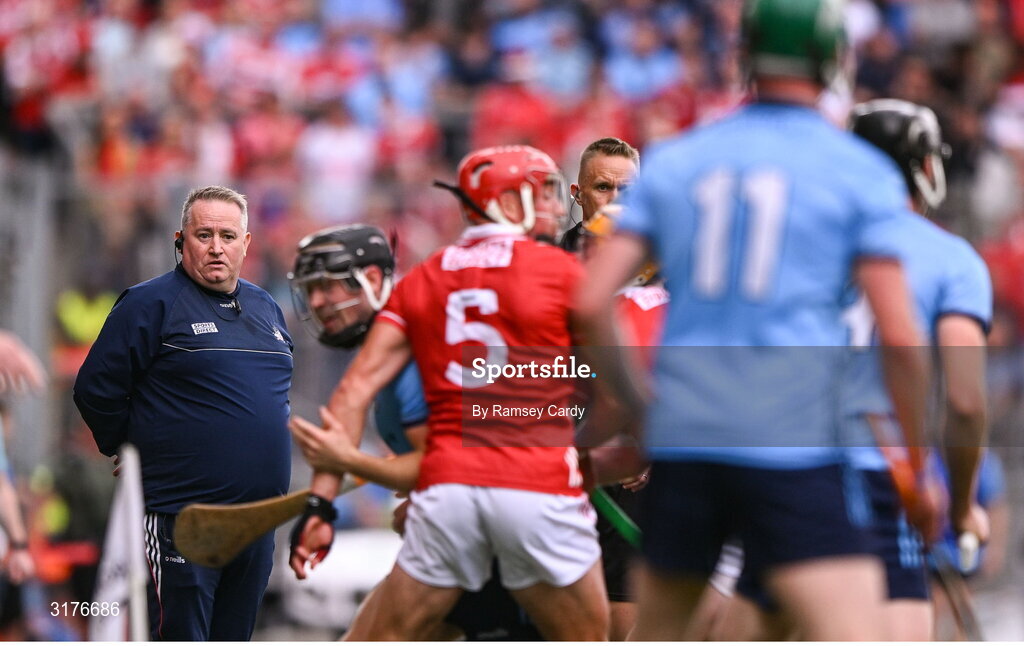 5 July 2025; Cork manager Pat Ryan during the GAA Hurling All-Ireland Senior Championship semi-final match between Cork and Dublin at Croke Park in Dublin. Photo by Ramsey Cardy/Sportsfile