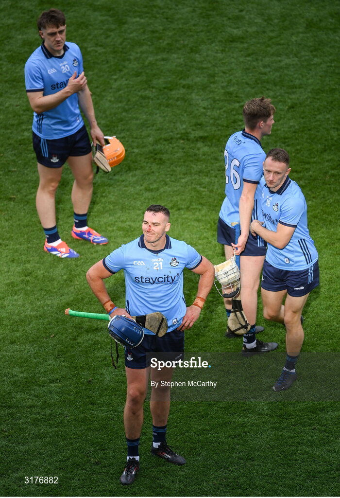5 July 2025; A dejected John Hetherton of Dublin after the GAA Hurling All-Ireland Senior Championship semi-final match between Cork and Dublin at Croke Park in Dublin. Photo by Stephen McCarthy/Sportsfile