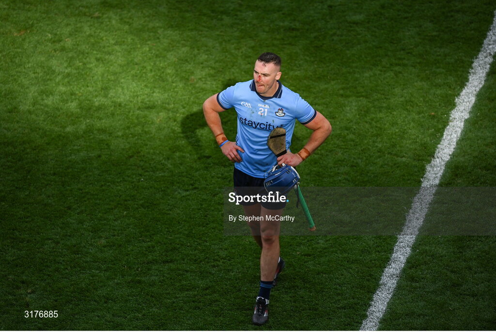 5 July 2025; A dejected John Hetherton of Dublin after the GAA Hurling All-Ireland Senior Championship semi-final match between Cork and Dublin at Croke Park in Dublin. Photo by Stephen McCarthy/Sportsfile