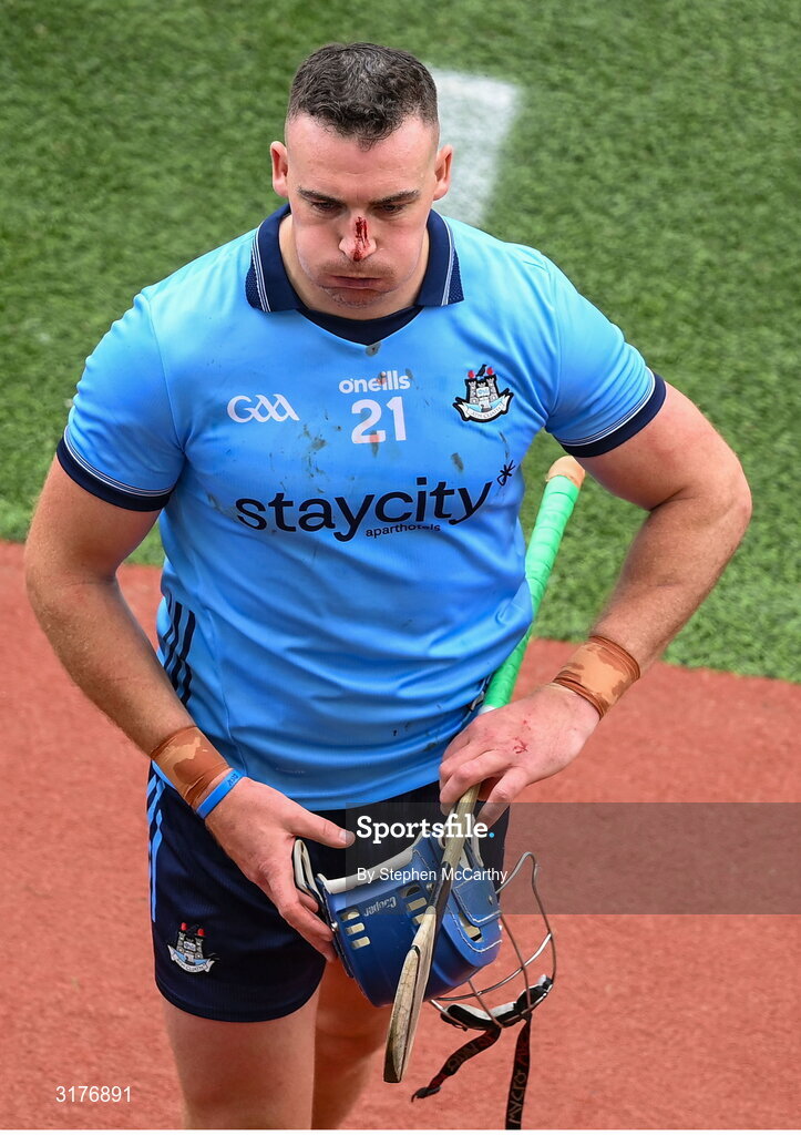5 July 2025; A dejected John Hetherton of Dublin after the GAA Hurling All-Ireland Senior Championship semi-final match between Cork and Dublin at Croke Park in Dublin. Photo by Stephen McCarthy/Sportsfile