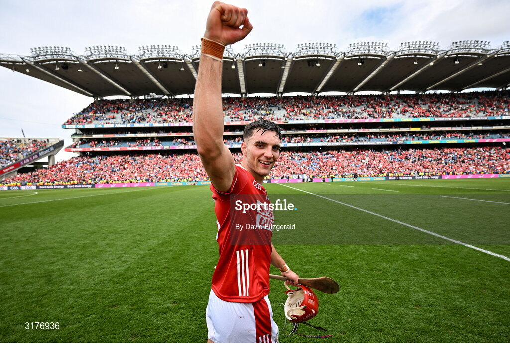 5 July 2025; Brian Hayes of Cork celebrates after the GAA Hurling All-Ireland Senior Championship semi-final match between Cork and Dublin at Croke Park in Dublin. Photo by David Fitzgerald/Sportsfile