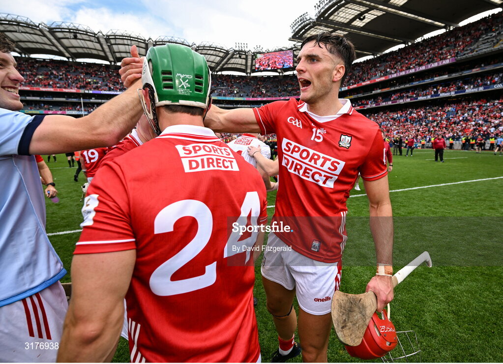 5 July 2025; Brian Hayes of Cork celebrates after the GAA Hurling All-Ireland Senior Championship semi-final match between Cork and Dublin at Croke Park in Dublin. Photo by David Fitzgerald/Sportsfile
