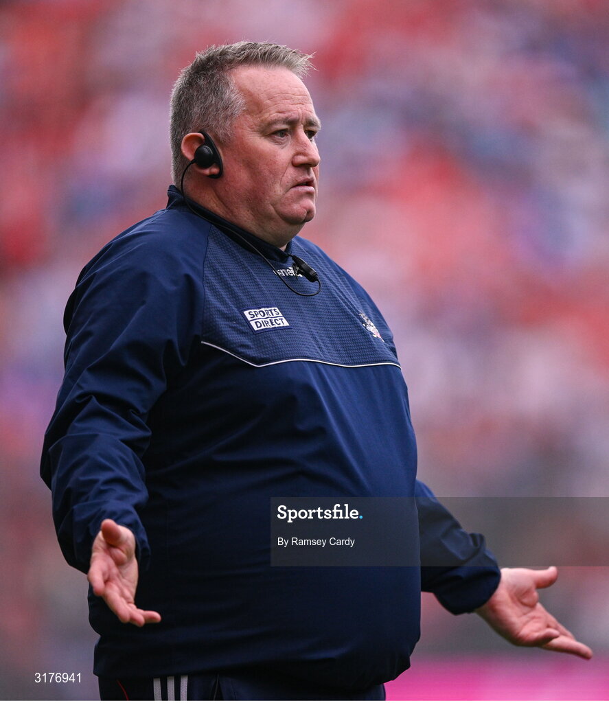 5 July 2025; Cork manager Pat Ryan during the GAA Hurling All-Ireland Senior Championship semi-final match between Cork and Dublin at Croke Park in Dublin. Photo by Ramsey Cardy/Sportsfile