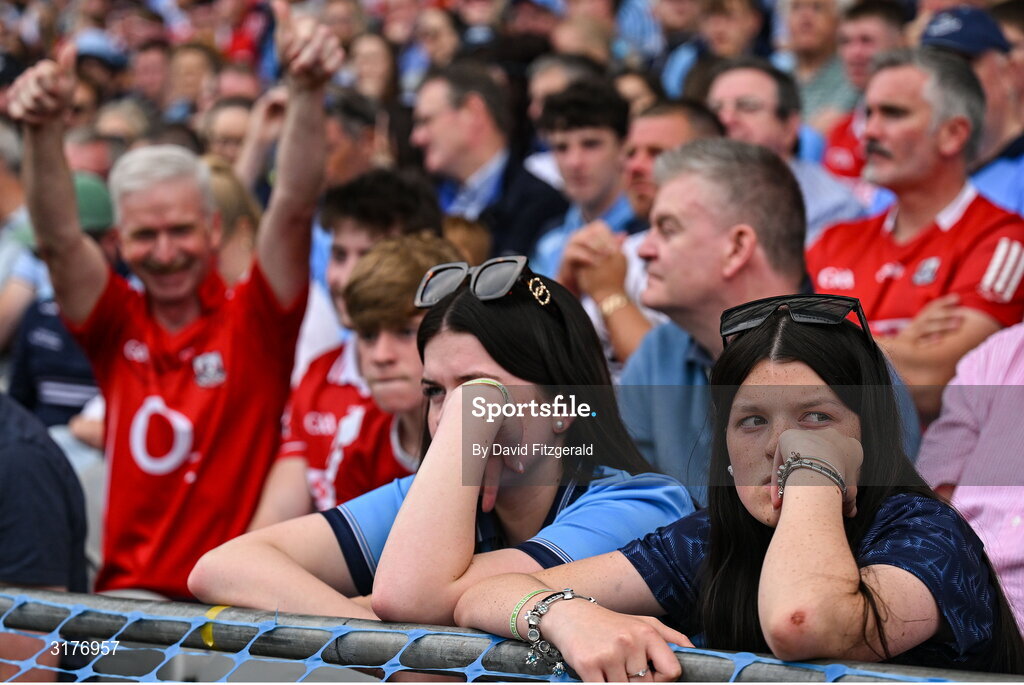 5 July 2025; Dublin supporters during the GAA Hurling All-Ireland Senior Championship semi-final match between Cork and Dublin at Croke Park in Dublin. Photo by David Fitzgerald/Sportsfile