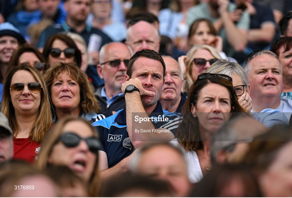 5 July 2025; Dublin supporters during the GAA Hurling All-Ireland Senior Championship semi-final match between Cork and Dublin at Croke Park in Dublin. Photo by David Fitzgerald/Sportsfile
