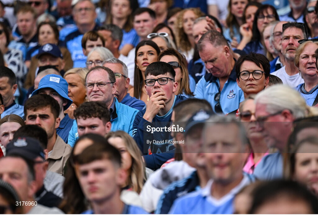 5 July 2025; Dublin supporters during the GAA Hurling All-Ireland Senior Championship semi-final match between Cork and Dublin at Croke Park in Dublin. Photo by David Fitzgerald/Sportsfile