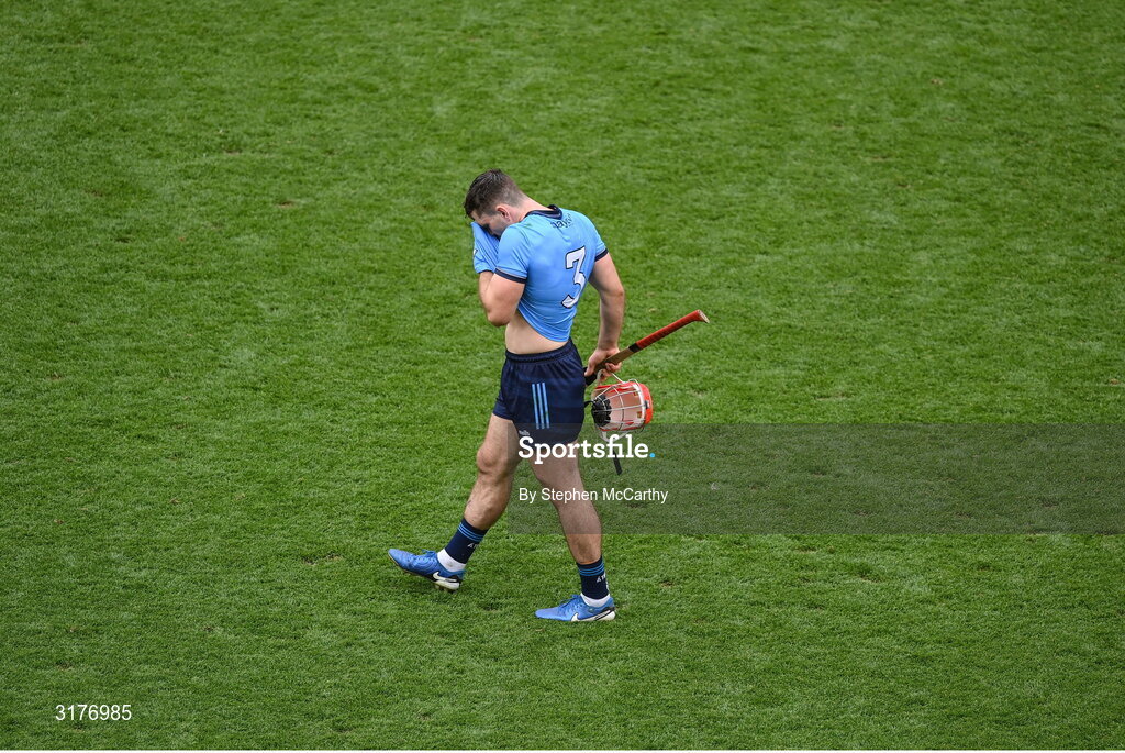 5 July 2025; A dejected Paddy Smyth of Dublin after the GAA Hurling All-Ireland Senior Championship semi-final match between Cork and Dublin at Croke Park in Dublin. Photo by Stephen McCarthy/Sportsfile