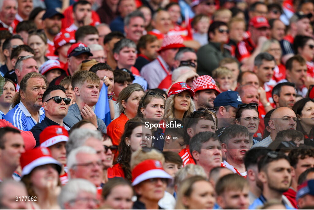 5 July 2025; Supporters watch the game, from the Cusack Stand, during the GAA Hurling All-Ireland Senior Championship semi-final match between Cork and Dublin at Croke Park in Dublin. Photo by Ray McManus/Sportsfile