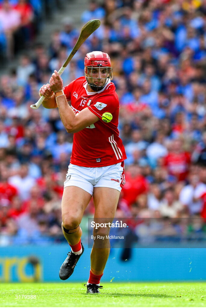 5 July 2025; Brian Hayes of Cork scores his side's 4th goal, in the 32nd minute, during the GAA Hurling All-Ireland Senior Championship semi-final match between Cork and Dublin at Croke Park in Dublin. Photo by Ray McManus/Sportsfile