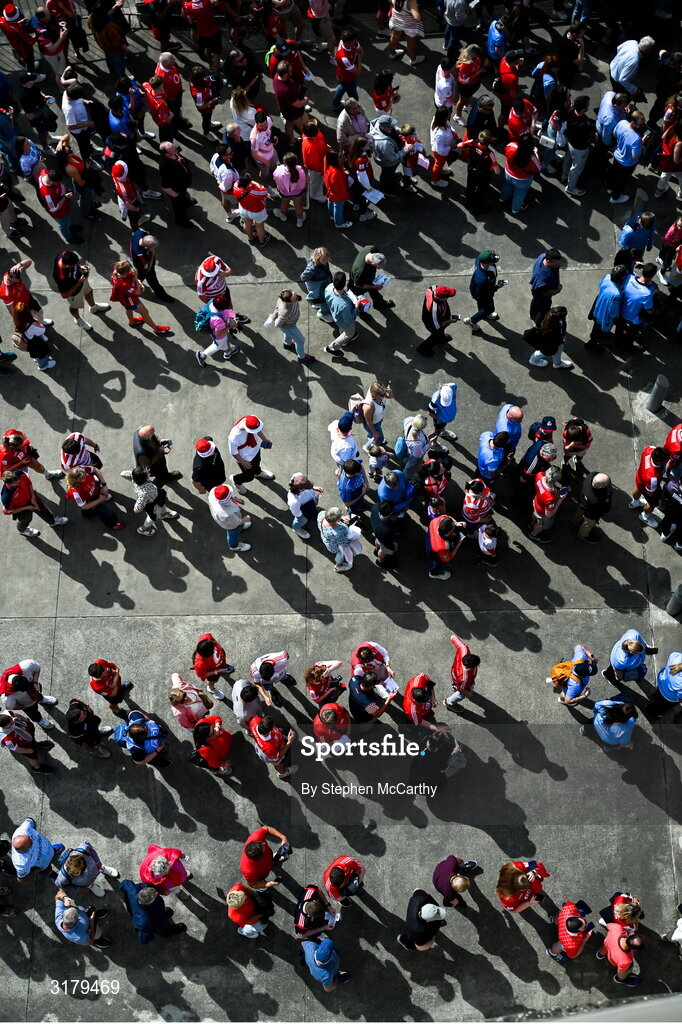 5 July 2025; Supporters enter Croke Park for the GAA Hurling All-Ireland Senior Championship semi-final match between Cork and Dublin at Croke Park in Dublin. Photo by Stephen McCarthy/Sportsfile
