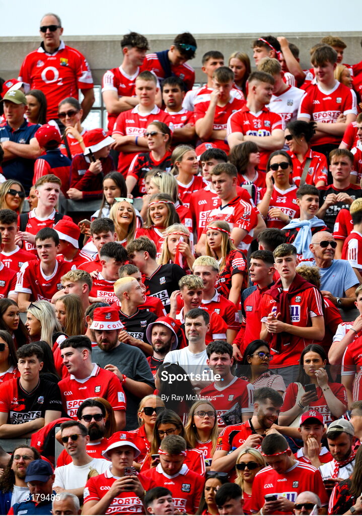 5 July 2025; Cork supporters, on Hill 16, before the GAA Hurling All-Ireland Senior Championship semi-final match between Cork and Dublin at Croke Park in Dublin. Photo by Ray McManus/Sportsfile
