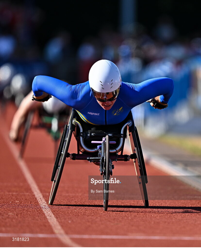 9 July 2025; Hannah Cockroft of Great Britain competes in the LeisureWorld and Cork Sports Partnership T54 Women's 800m during the Cork City Sports meet at MTU Arena in Cork. Photo by Sam Barnes/Sportsfile
