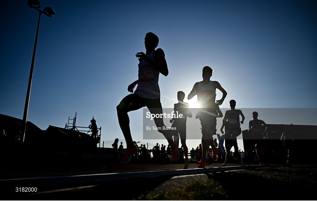 9 July 2025; Valentin Soca of Uruguay leads the field during the John Buckley Sports Men's 3000m at the Cork City Sports meet at MTU Arena in Cork. Photo by Sam Barnes/Sportsfile