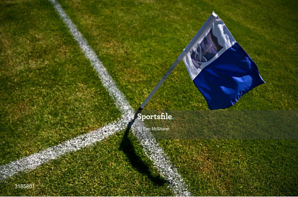 13 July 2025; A sideline flag is seen pitchside before during the TG4 All-Ireland Ladies Football Junior Championship semi-final match between Antrim and Sligo at St Tiernach’s Park in Clones, Monaghan. Photo by Ben McShane/Sportsfile