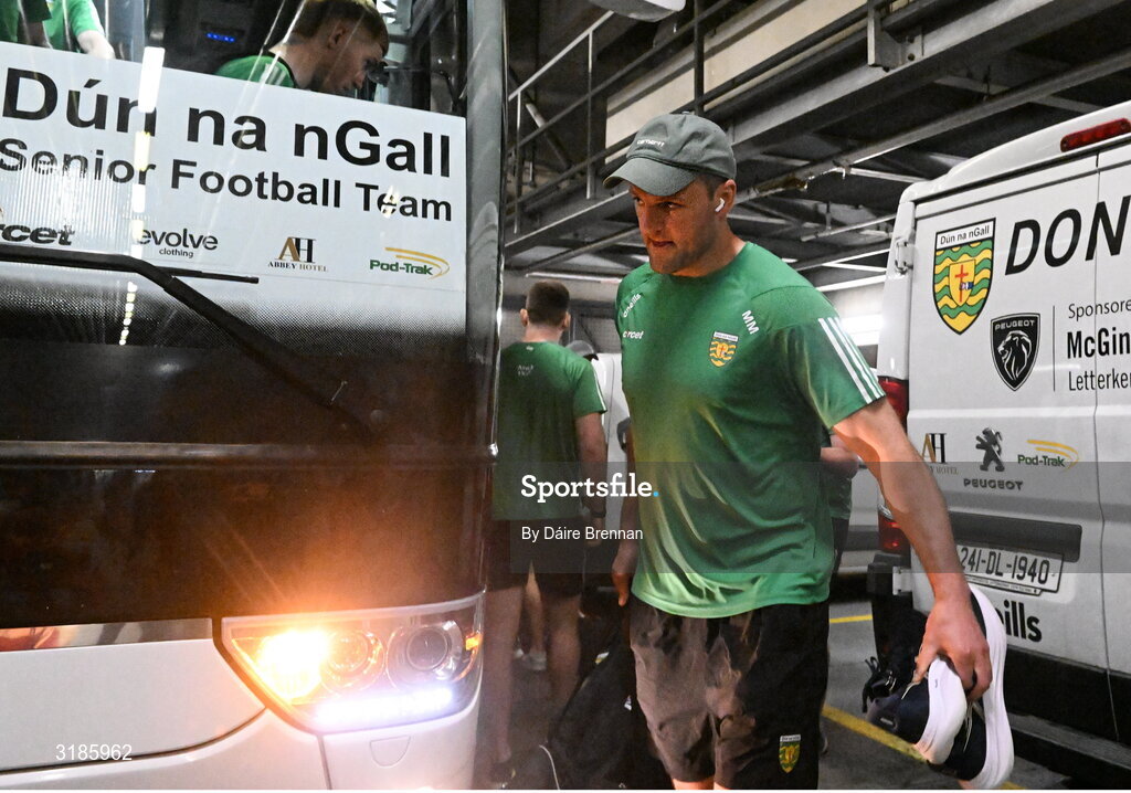 13 July 2025; Michael Murphy of Donegal arrives ahead of the GAA Football All-Ireland Senior Championship semi-final match between Meath and Donegal at Croke Park in Dublin. Photo by Daire Brennan/Sportsfile