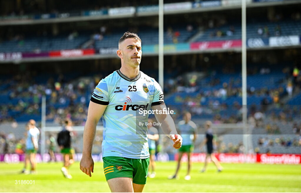 13 July 2025; Donegal captain Patrick McBrearty before the GAA Football All-Ireland Senior Championship semi-final match between Meath and Donegal at Croke Park in Dublin. Photo by Seb Daly/Sportsfile