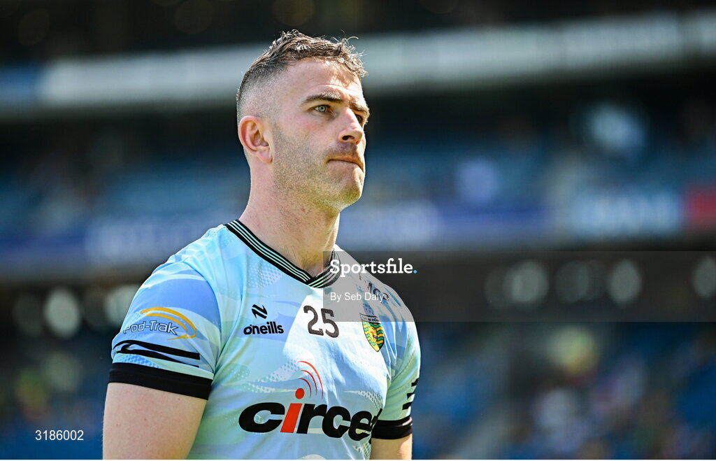 13 July 2025; Donegal captain Patrick McBrearty before the GAA Football All-Ireland Senior Championship semi-final match between Meath and Donegal at Croke Park in Dublin. Photo by Seb Daly/Sportsfile