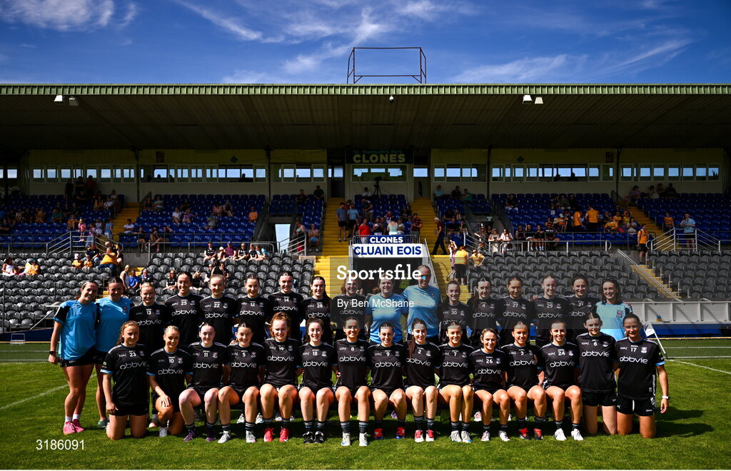 13 July 2025; The Sligo team before the TG4 All-Ireland Ladies Football Junior Championship semi-final match between Antrim and Sligo at St Tiernach’s Park in Clones, Monaghan. Photo by Ben McShane/Sportsfile