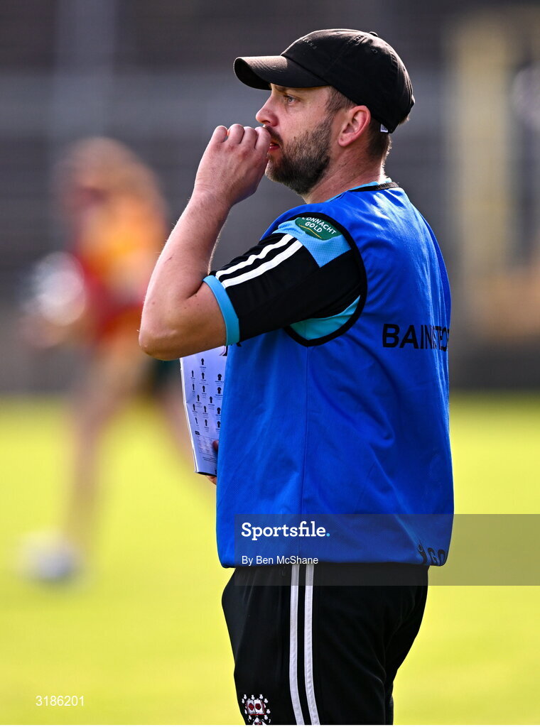 13 July 2025; Sligo manager Kieran Kilkenny during the TG4 All-Ireland Ladies Football Junior Championship semi-final match between Antrim and Sligo at St Tiernach’s Park in Clones, Monaghan. Photo by Ben McShane/Sportsfile