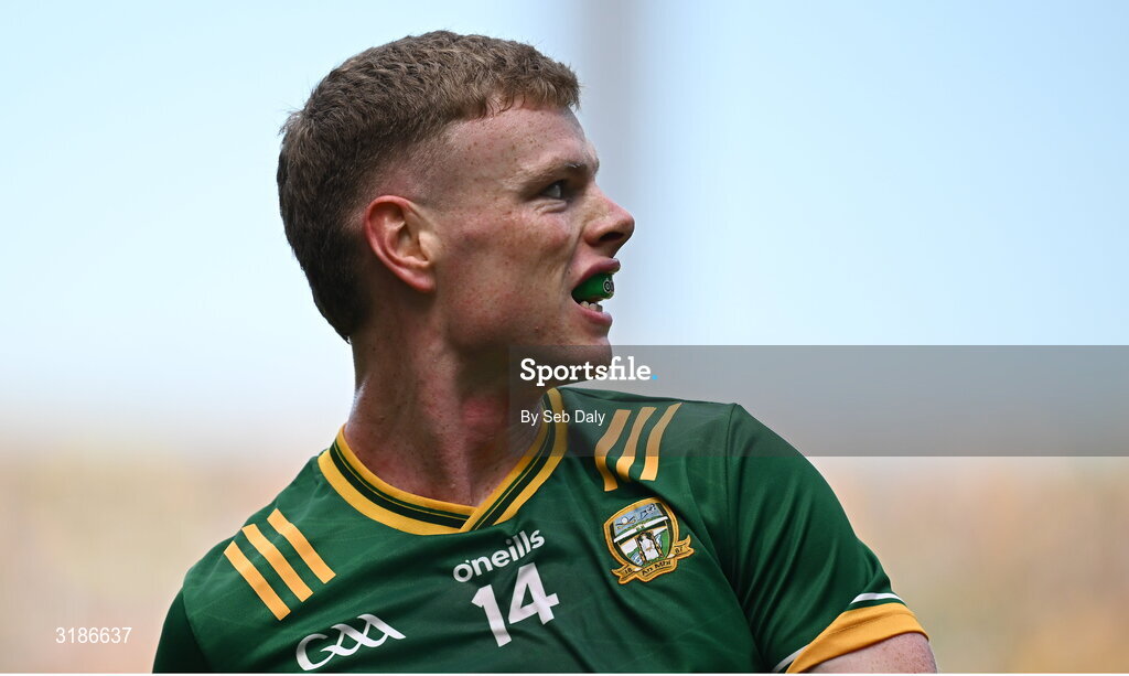 13 July 2025; Mathew Costello of Meath during the GAA Football All-Ireland Senior Championship semi-final match between Meath and Donegal at Croke Park in Dublin. Photo by Seb Daly/Sportsfile